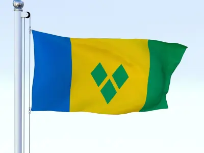 Animated Saint Vincent and the Grenadines Flag Low-poly 3D model