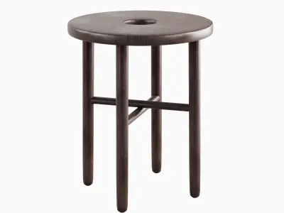Namba Walnut Stool 01 Low-poly 3D model