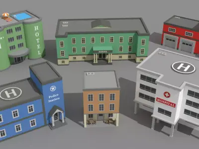 SimplePoly Buildings - Low Poly Assets Low-poly 3D model
