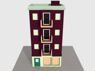 Cartoon Building - Low Poly Low-poly 3D model