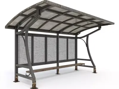 Urban Commuter Transit Shelter 3D Model Low-poly 3D model