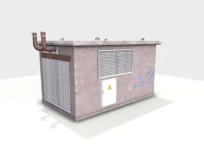 Concrete Electrical Transformer Low-poly 3D model