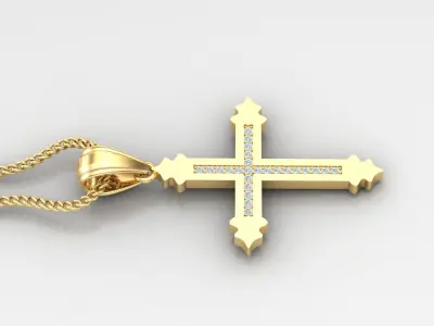 High Cross Pendant Light Gold 18K 4CP079 3D print model