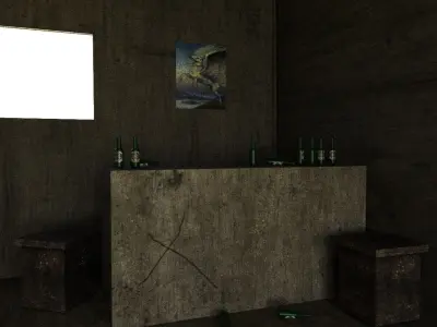 Bar abandoned Low-poly 3D model