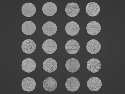 20 Miniature stone bases war hammer 3D print model