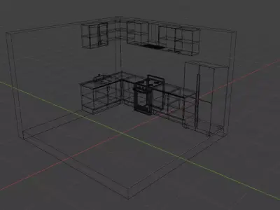 Modern L-Shaped Kitchen Interior Low-poly 3D model