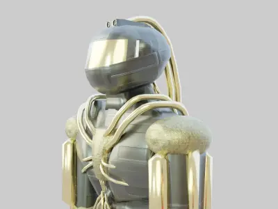 Protective suit or android robot Low-poly 3D model