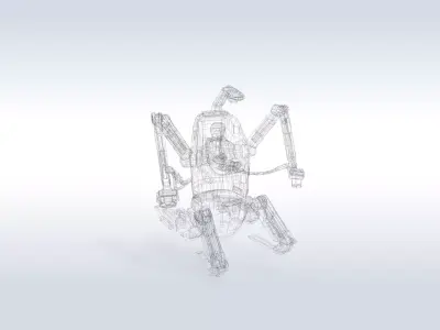 Futuristic Sci-Fi Robot Vehicle with Pilot 58 3D model