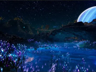 Alien Planet Fantasy Environment - Grassland Plants Low-poly 3D model