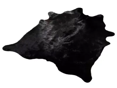Solid Black Cowhide Rug 3D model
