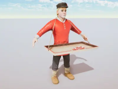 Stylized Character Street Dealer Rigged with Shape Keys Low-poly 3D model