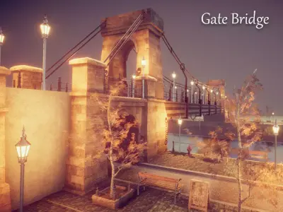 Gate Bridge Low-poly 3D model