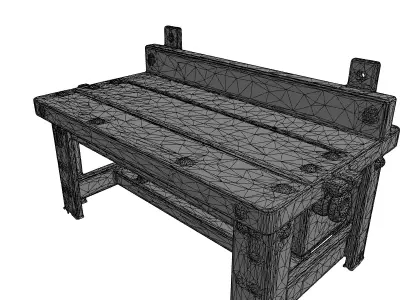 Industrial Wood Metal Workbench Low-poly 3D model