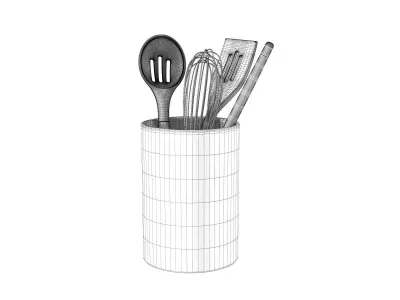 Matte Black Utensil Holder 3D model