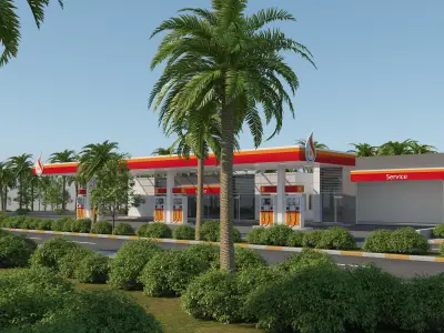 Gas Station Scene 3D model