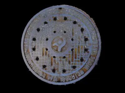 Korean style 7 manhole set 3D model