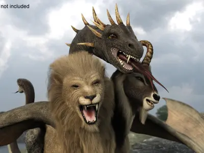  Mythical Chimera with Fur for Maya 