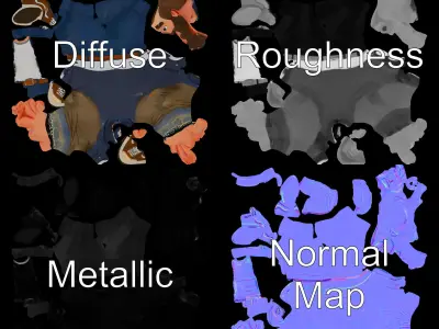 Stylish Bearded Character with Denim Jacket Rigged and Animated Low-poly 3D model