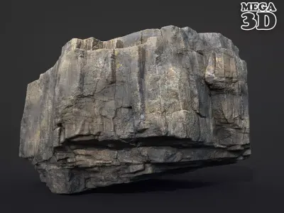 Realistic Blocky Rock 05 250612 Low-poly 3D model