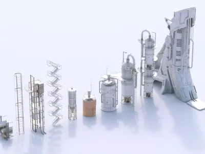 Silo City Kitbash 3D model