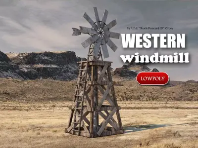 Old Windmill Low-poly 3D model