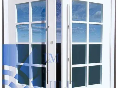 Exterior Double Door Revit Family full parametric 3D model