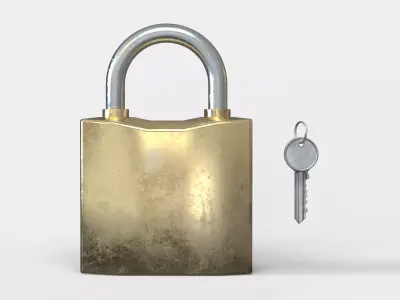 Lock and key Low-poly 3D model