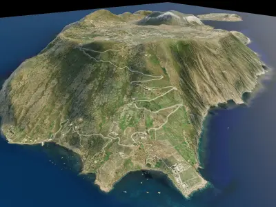 Vulcano Island full 3d model terrain Low-poly 3D model