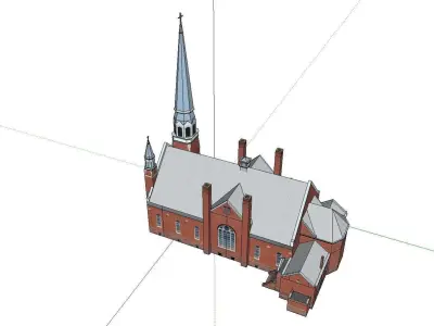 Architecture-Religion-God-Culture-Temple-052 church with steeple 3D model