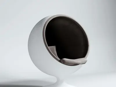 Round set two sphere chairs 3D model