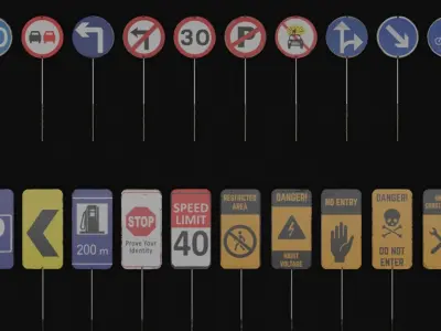 Pack 001 Traffic Signs Board Banners 3D model