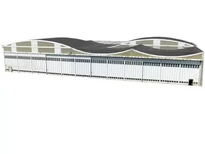 warehouse 3D model building with roof 3D model