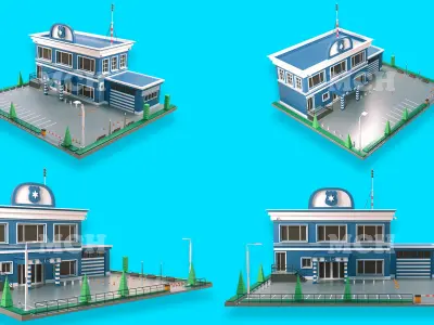 Police Station Low-poly 3D model