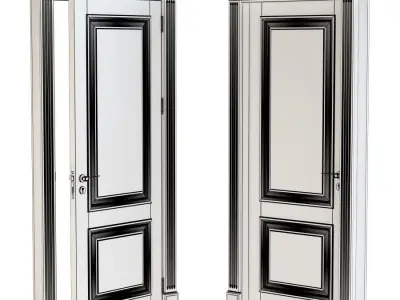 Classic single wood door 3D model