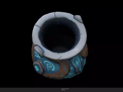 Stylized Mystic Rune Vessel Game Ready - AI Low-poly 3D model