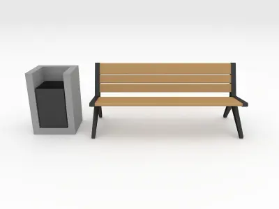 Bench Park 30 Low-poly 3D model