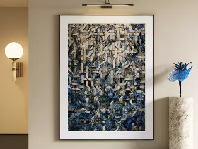 Modern abstract wall paintings 3D model