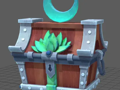 Personalized Moon Treasure Chest Low-poly 3D model