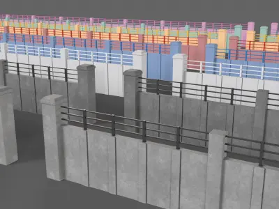 PBR Concrete Wall 5 Low-poly 3D model