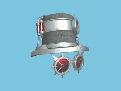 Steampunk Hat 08 Gray Steel - SciFi Character Design Low-poly 3D model