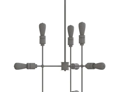JERSEY industrial style chandelier with six light bulbs 3D model