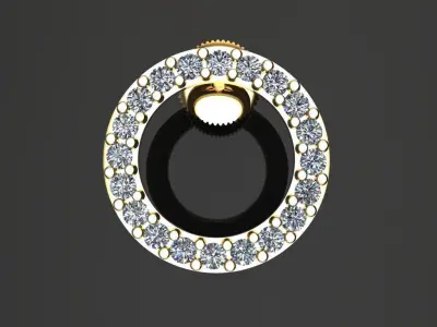 Round Halo Diamond Stud Earring Large Size 3D print model