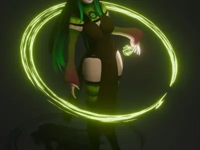 Evil Caterpillar witch  Low-poly 3D model