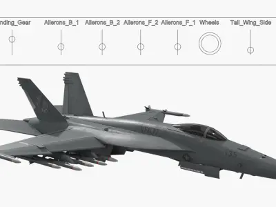  FA-18E Super Hornet with Weapons Rigged 
