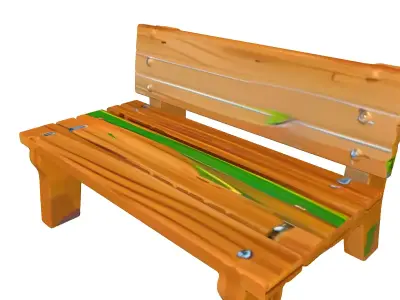 Weathered Wooden Park Bench Low-poly 3D model
