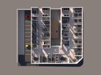 University High School 3 exterior and interior with furniture 3D model