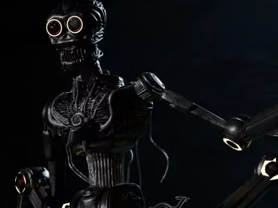 Rigged spider bot in abondoned style 3D model
