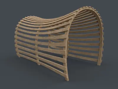 PBR Wooden Pergola Gazebo A1 Low-poly 3D model