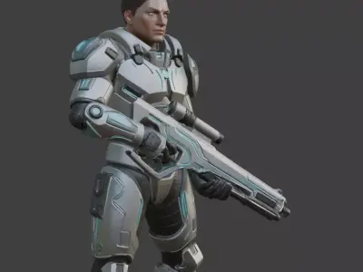 Futuristic Cyber Soldier 3D Model For 3D Printing 3D print model