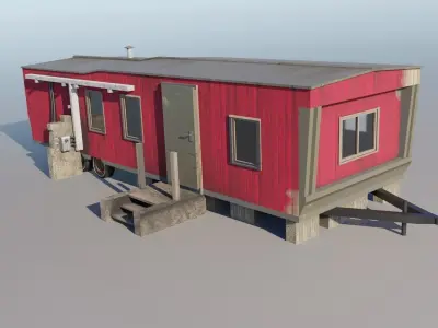 Trailer House dirty in two version with 15 set Low-poly 3D model